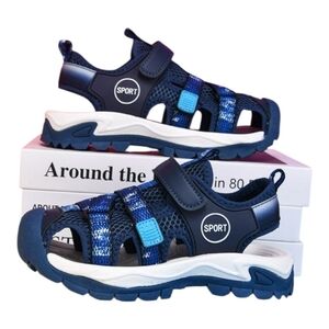 Kids Blue Mesh Strap Shoes